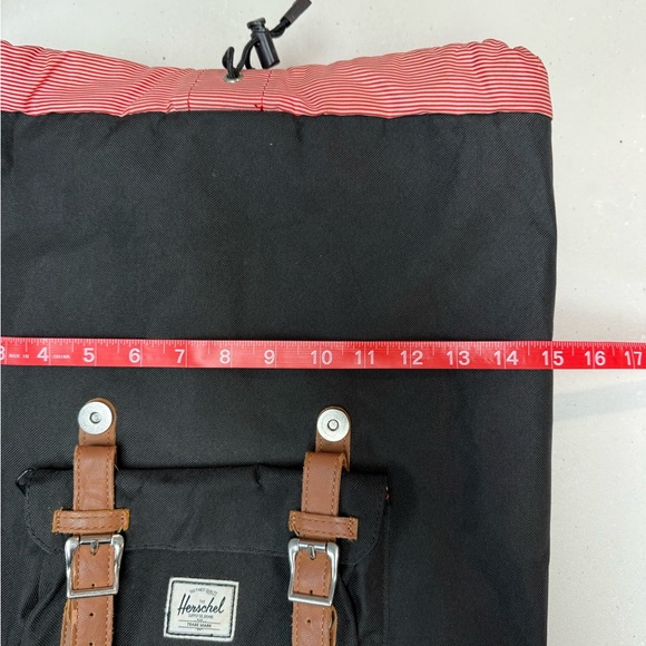 HERSCHEL Black Backpack 🎒 Red Stripe Interior with Computer pocket - Picture 8 of 12
